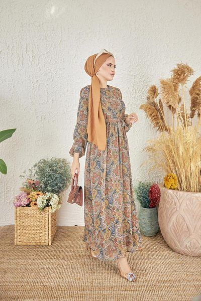 Nissra Ankanoor Ethnic Patterned Chiffon Dress Anka 251002