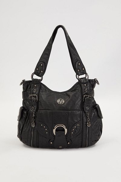 Levidor Black Eyelet Detailed Shoulder Bag