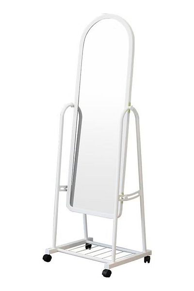 Cady One Full Length Glass Standing Mirror with Adjustable Stand and Wheels White 153x40cm