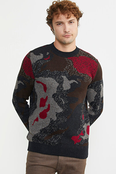 Sementa Μαύρο μάλλινο πλεκτό πουλόβερ - με σχέδιο και σπασμένο