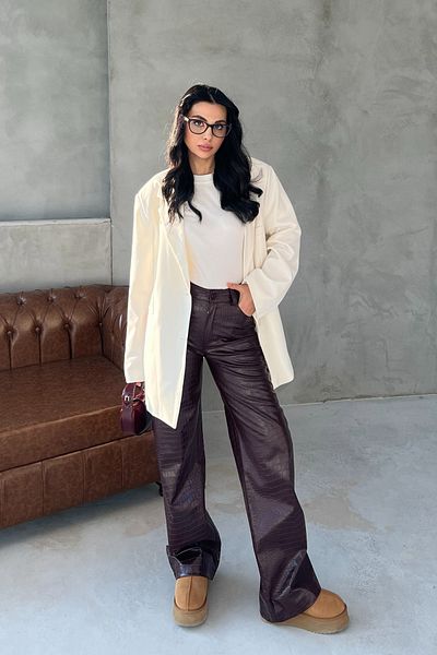 Seda Yalçın Atelier Burgundy Snake Pattern Trousers