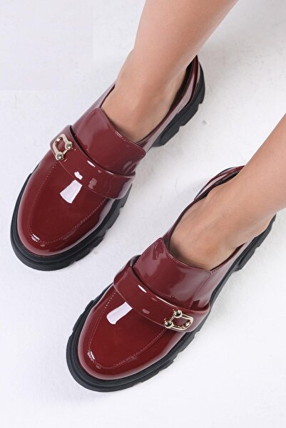 Mio Gusto Бордові жіночі мокасини Katy на товстій підошві