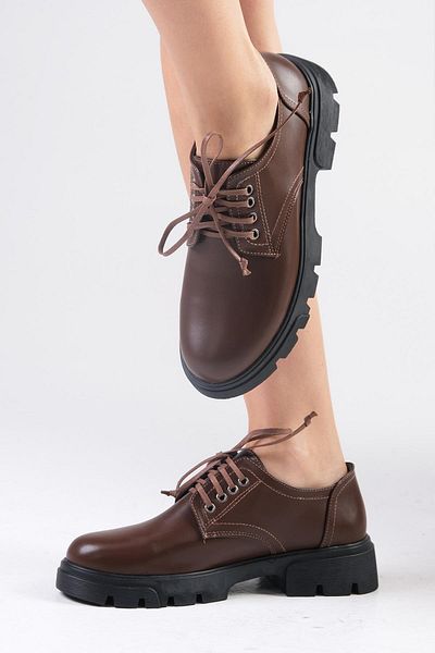 Mio Gusto Olivia Brown Thick Soled Women's Loafer Shoes