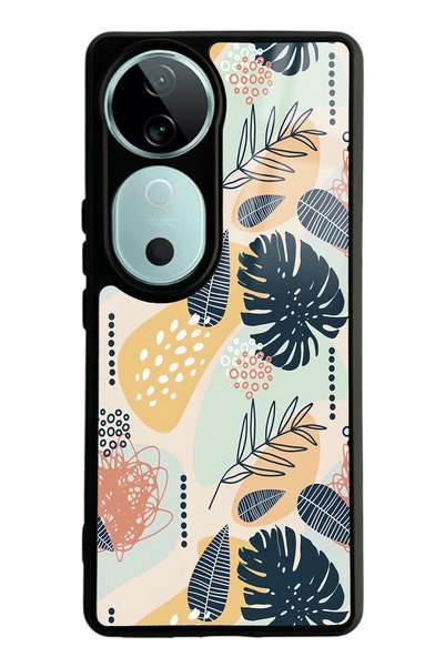 Spoyi Vivo V40 Glossy Phone Case with Retro Leaf Design