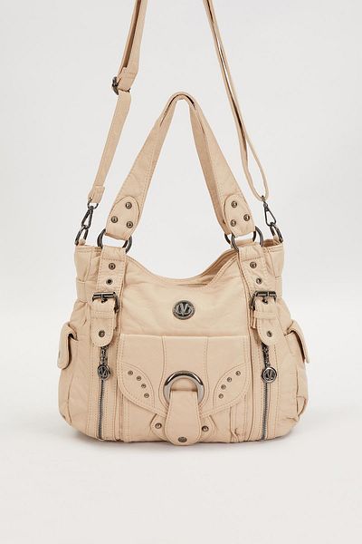Levidor Cream Eyelet Detailed Shoulder Bag