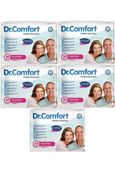 Dr.Comfort Adult Patient Diapers - with Waistband, Textile Surface m 150 Pieces (5Pk*30)