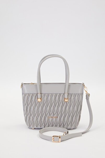Levidor Gray Embossed Diamond Pattern Handbag