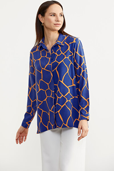 Sementa Cămașă cu model cu spate lung - Albastru