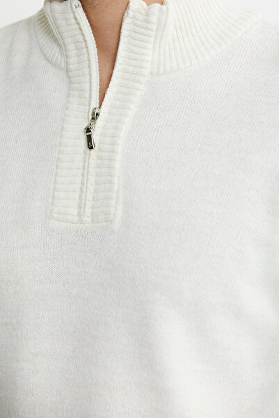 Sementa Светр з високим коміром і напівзастібкою на блискавці - кістковий