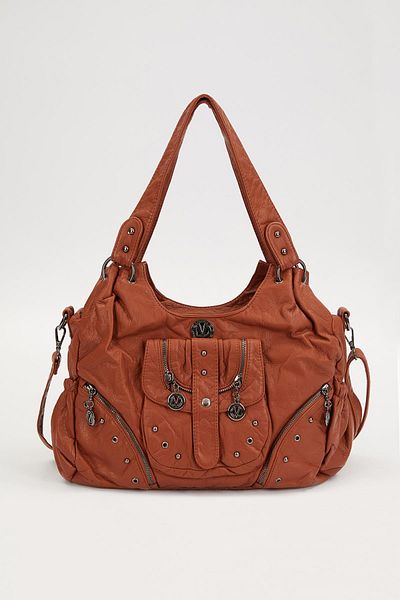 Levidor Orange Metal Staple Detailed Shoulder Bag