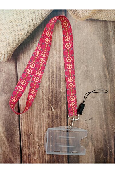 doktorbonem Ροζ λουράκι κάρτας - Σχοινάκι τηλεφώνου με γιακά και λουράκι λαιμού