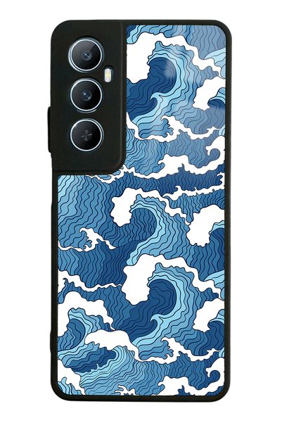 Spoyi Glossy Phone Case for Oppo Realme C65 Blue Wave Design