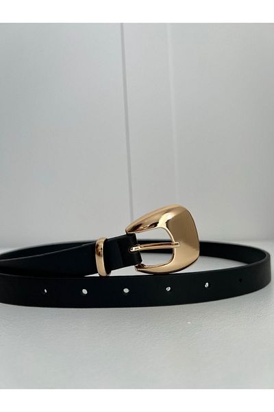 Eksibir Elegant Thin Belt with Gold Buckle