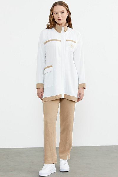 Sementa Set de tunică crep combinată dublă - piatră
