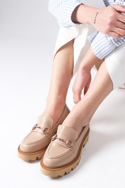 Mio Gusto Gail hautfarbene, lässige Oxford-Schuhe für Damen mit dicker Sohle