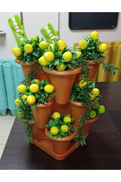 Baby Turco 3 Katlı Yonca Kule Saksı Seti | Çiçek Bitki Sebze Meyve Salon Mutf...