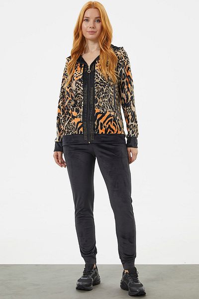 Sementa Trening din catifea cu model leopard - portocaliu