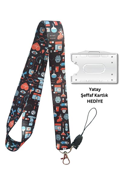 doktorbonem Tıp Temalı Kart Askısı Kart Askısı Yaka Kartı Boyun Askı İpi Tele...
