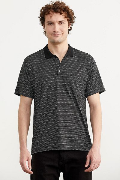 Sementa Μπλουζάκι Polo Neck Regular Fit με τσέπη - Μαύρο