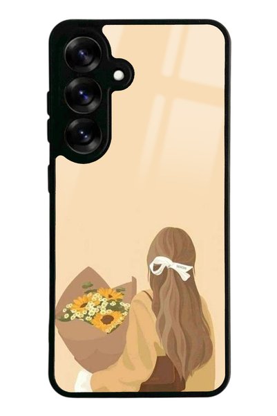 Spoyi Samsung S25 Glossy Phone Case with Floral Girl Design