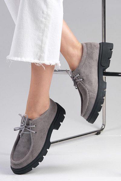 Mio Gusto Hope Gray Color Thick Soled Women's Loafer Shoes