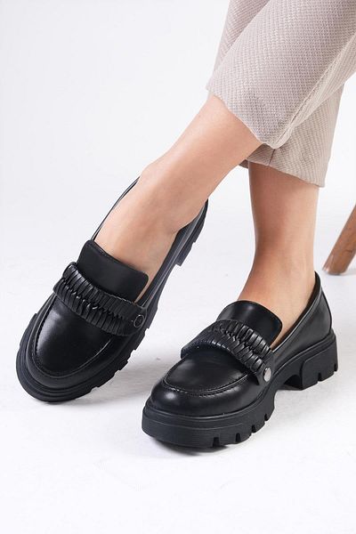 Mio Gusto Pantofi de damă cu talpă groasă de culoare neagră Judi