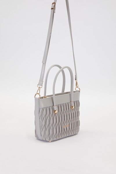 Levidor Gray Embossed Diamond Pattern Handbag