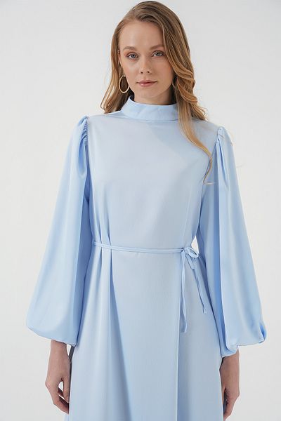 Bigdart Abendkleid aus Satin mit Hijab Modell 2510 - Indigo