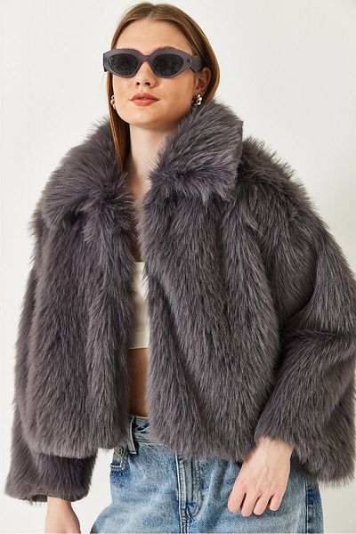 Bianco Lucci Women's Collared Faux Fur Lined Coat 38120 60251969