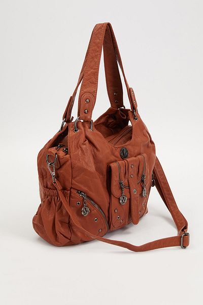 Levidor Orange Metal Staple Detailed Shoulder Bag
