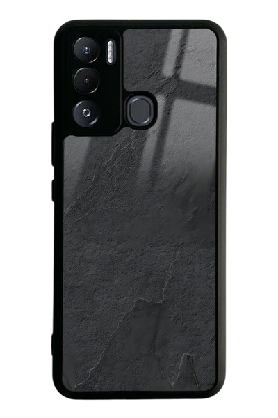 Spoyi Tecno Pova Neo Siyah Mermer Tasarımlı Glossy Telefon Kılıfı