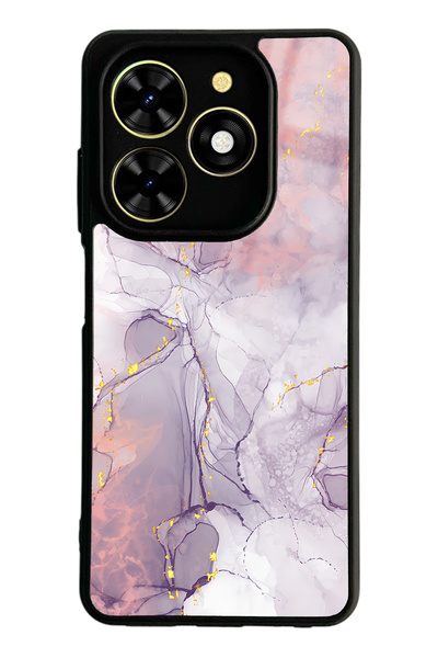 Spoyi Tecno Spark Go 2024 Fuşya Mermer Tasarımlı Glossy Telefon Kılıfı