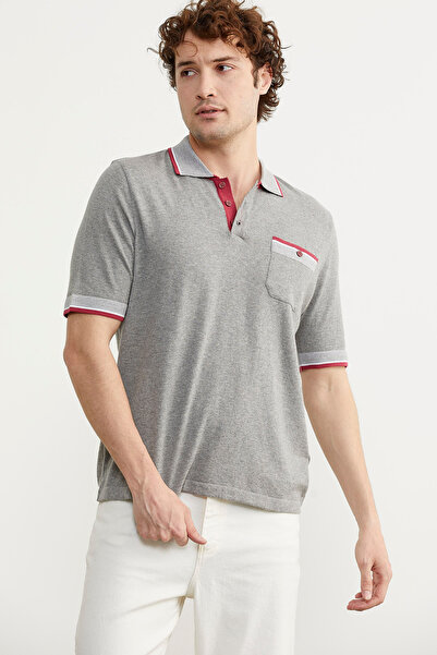 Sementa Πλεκτό μπλουζάκι από βαμβακερό συνδυασμό χρωμάτων με τσέπες - Γκρι