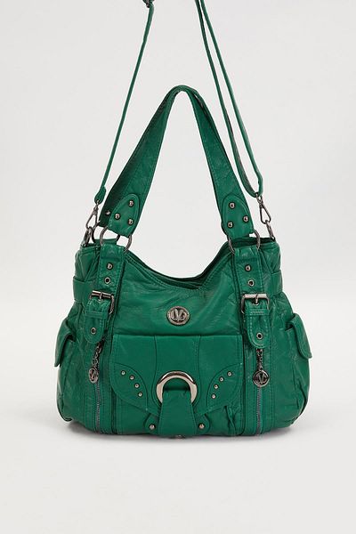 Levidor Green Eyelet Detailed Shoulder Bag