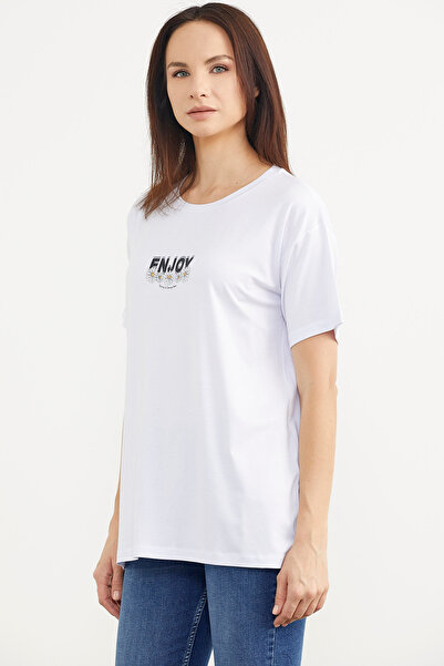 Sementa Μπλουζάκι με στάμπα από βαμβακερό χτενισμένο - Λευκό