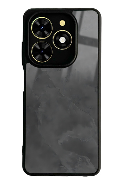 Spoyi Tecno Spark Go 2024 Gri Mermer Tasarımlı Glossy Telefon Kılıfı