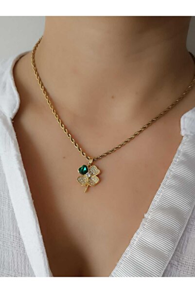 shop سلسال من الفولاذ من الدرجة الأولى من الفولاذ غير المنقوش بالحجر الأخضر المجسم