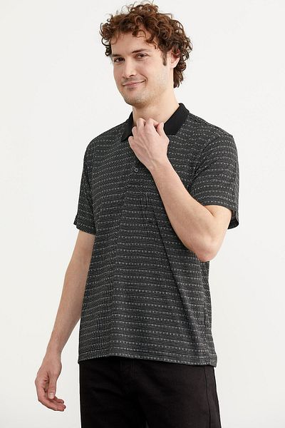 Sementa Μπλουζάκι Polo Neck Regular Fit με τσέπη - Μαύρο