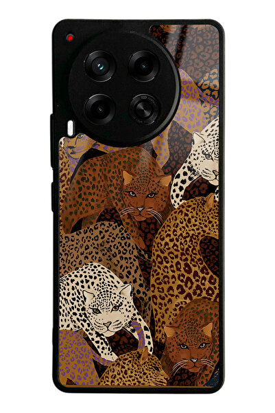 Spoyi Tecno Camon 30 Leoparlar Tasarımlı Glossy Telefon Kılıfı