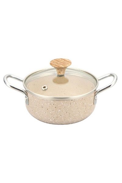 Parfait Natural Force Non-Stick Marble Coating Cooking Pot with Glass Lid 11.5cm