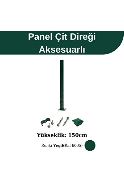 Telfence Panel Çit Direği Aksesuarlı 150cm Yeşil Renk
