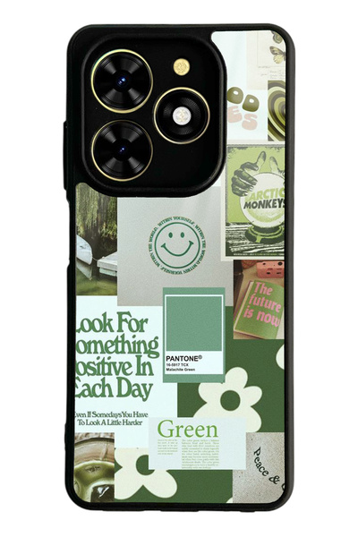 Spoyi Glossy Phone Case with Sticker Design for Tecno Spark Go 2024 Green