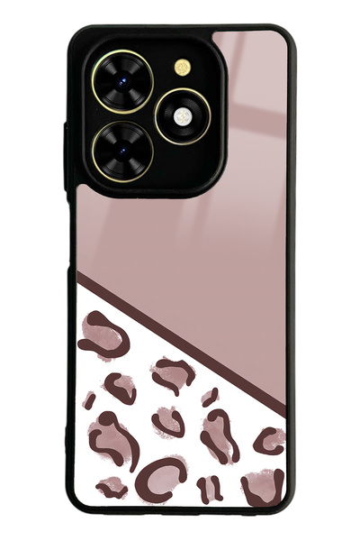 Spoyi Tecno Spark Go 2024 Coffee Leopard Design Glossy Phone Case