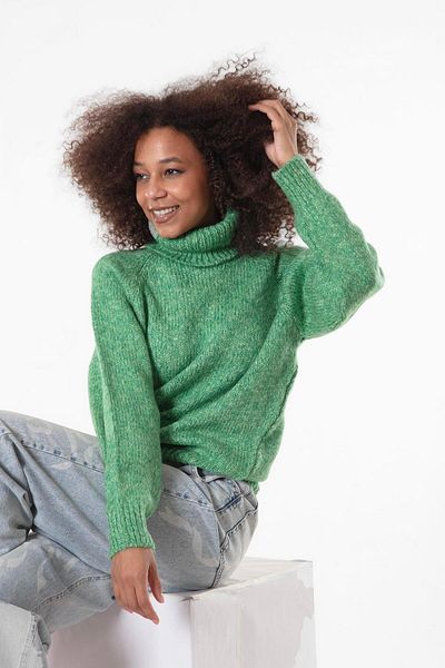 Figo Turtleneck Raglan Sleeve Ribbed Knitwear Sweater