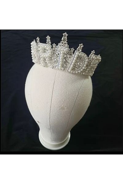 Store Bride's Crown with Pearl and Stone Embellishment Bride's Lettering