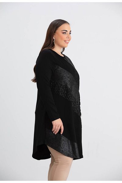 Serra Women's Crystal Fabric Black Tunic