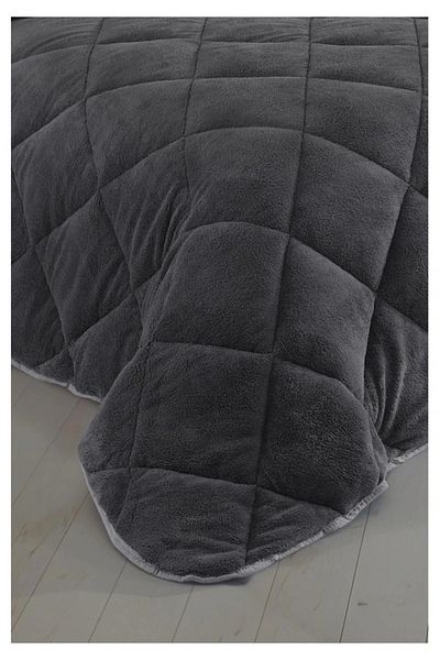 Soft Colours Double Anthracite Wellsoft Quilt Double Sided 195 X 215 Grey/ Anthracite