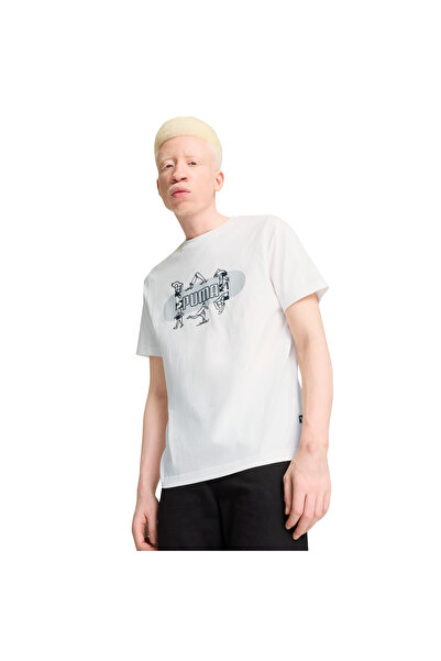 Puma Graphics Skateboard Erkek Beyaz Günlük Stil T-Shirt 68345902