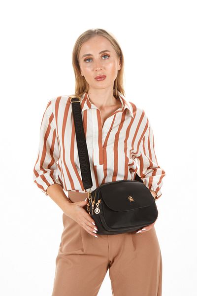 Newish Black Satin Women's Shoulder Bag - Adjustable Cross Strap