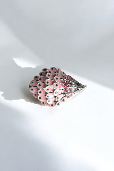 Trend aksesuar Pembe Mineli Metal Kirpi Broş